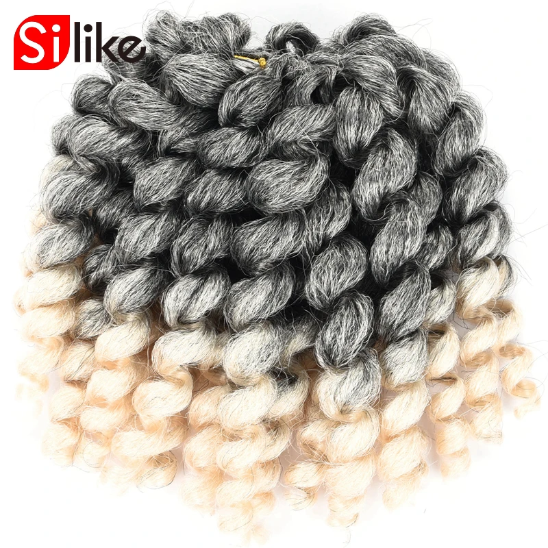 

Silike 8inch Ombre Jumpy Wand Curl Crochet Braids 22 Roots Jamaican Bounce Synthetic Crochet Hair Extension for Black Women