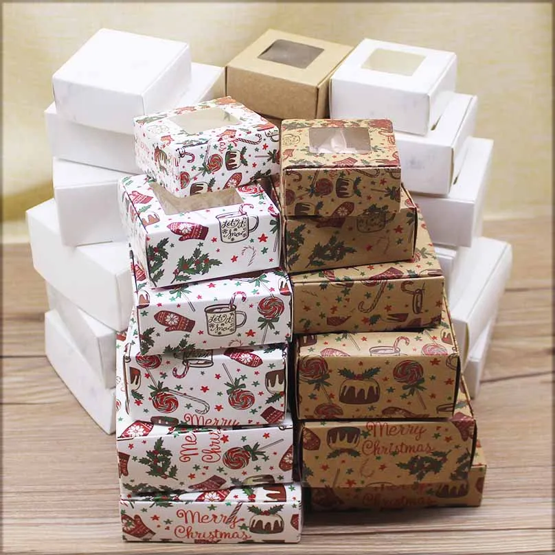 20pcs More Size Gifts Box With Window Marbling Pattern Paper Christmas