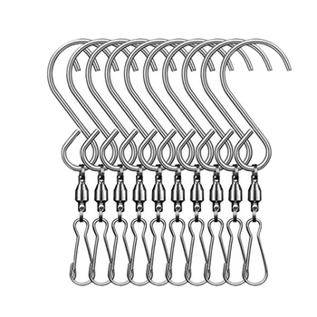 

10Pcs Swivel Clip Hanging Hooks Stainless Steel for Hanging Wind Spinners Wind Chimes Crystal Twisters Party Supply