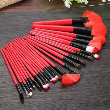 

24Pcs/lot Professional Red Makeup Brush Set Eye Shadow Eyeliner Eyelash Eyebrow Brushes For Makeup Festive Gift