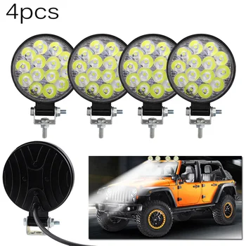 

4pcs Round 42W LED Work Light 14LED 12V 24V Off Road Flood Spot Lamp Car Tractor Truck off-road Work Driving Offroad light SUV