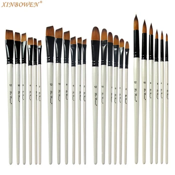 

6pcs/lot high quality pearl white wood art brush nylon hair watercolor pen art painting supplies oil brush gift