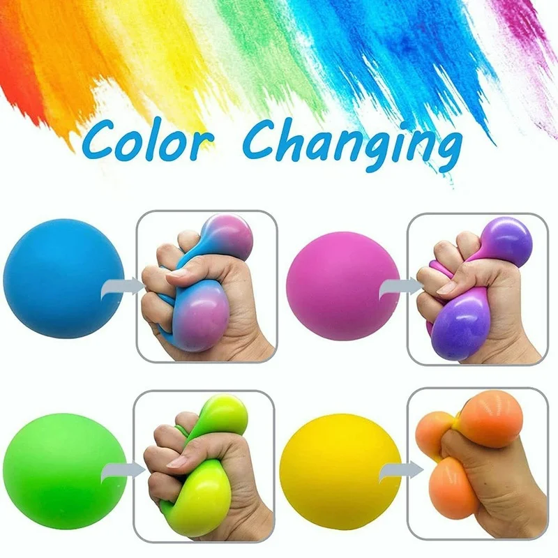 Balle anti-stress arc-en-ciel pour enfant, balle anti-stress, balle à  presser, couleur changeante, jouet pour enfant - AliExpress