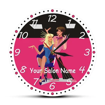 

Hairdressing Beauty Salon Personalized Printed Wall Clock Custom Name Barber Shop Wall Sign Silent Wall Watch Hairstylist Gift