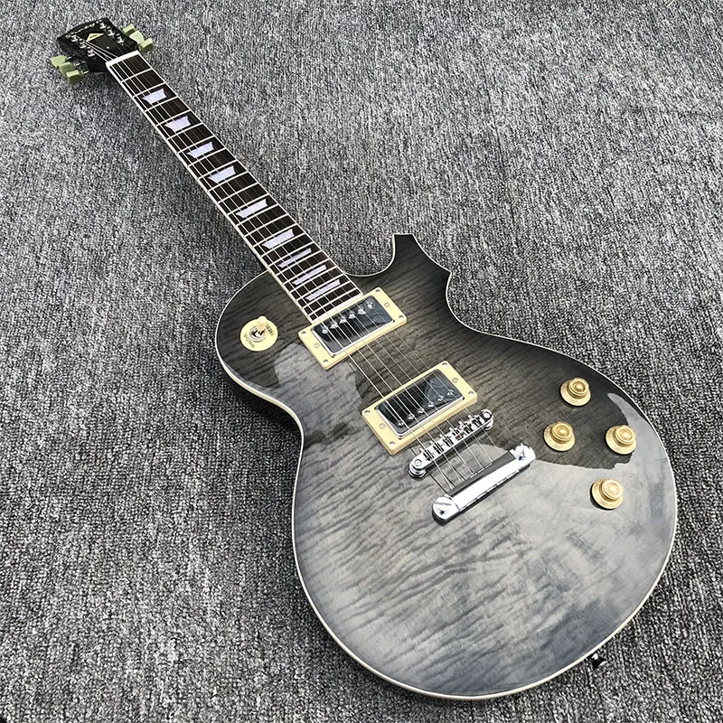 

2019 High quality 6 String Electric Guitar, Mahogany body With Flamed Maple Top,Smoke grey paint,free shipping