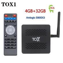 Tox1 android 9.0 caixa de tv amlogic s905x3 4gb ram 32gb rom media player 2.4g 5g wifi bluetooth 1000m 4k conjunto caixa superior