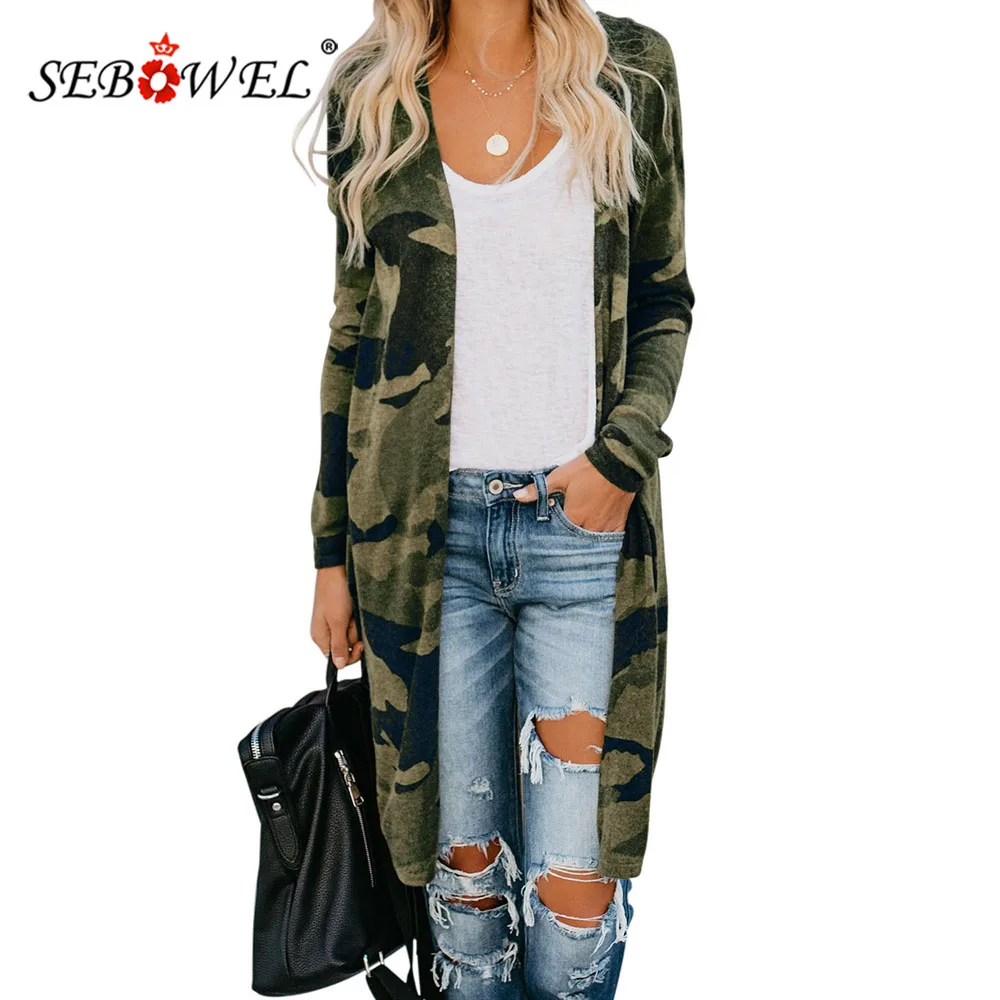 

SEBOWEL Autumn Spring Print Long Style Woman Sweaters Cardigan Female Camo/Leopard/Snake Pattern Knit Cardigans Coats S-XXL 2020