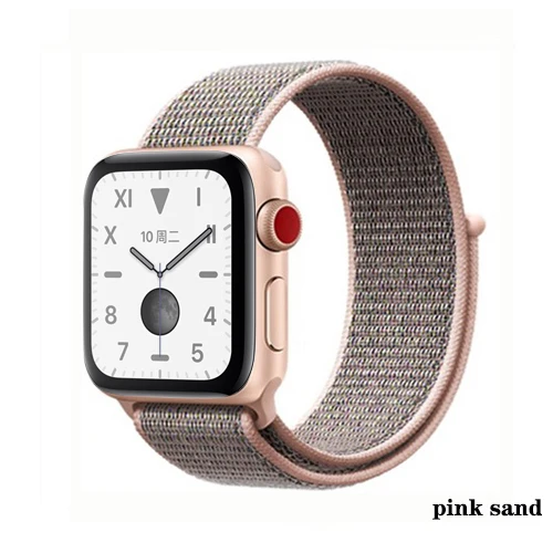 Нейлон pulseira для apple watch band 4 44 мм 40 мм(iwatch 5) apple watch 3 2 1 ремешок 42 мм 38 мм дышащий браслет ремень аксессуары - Цвет ремешка: pink sand