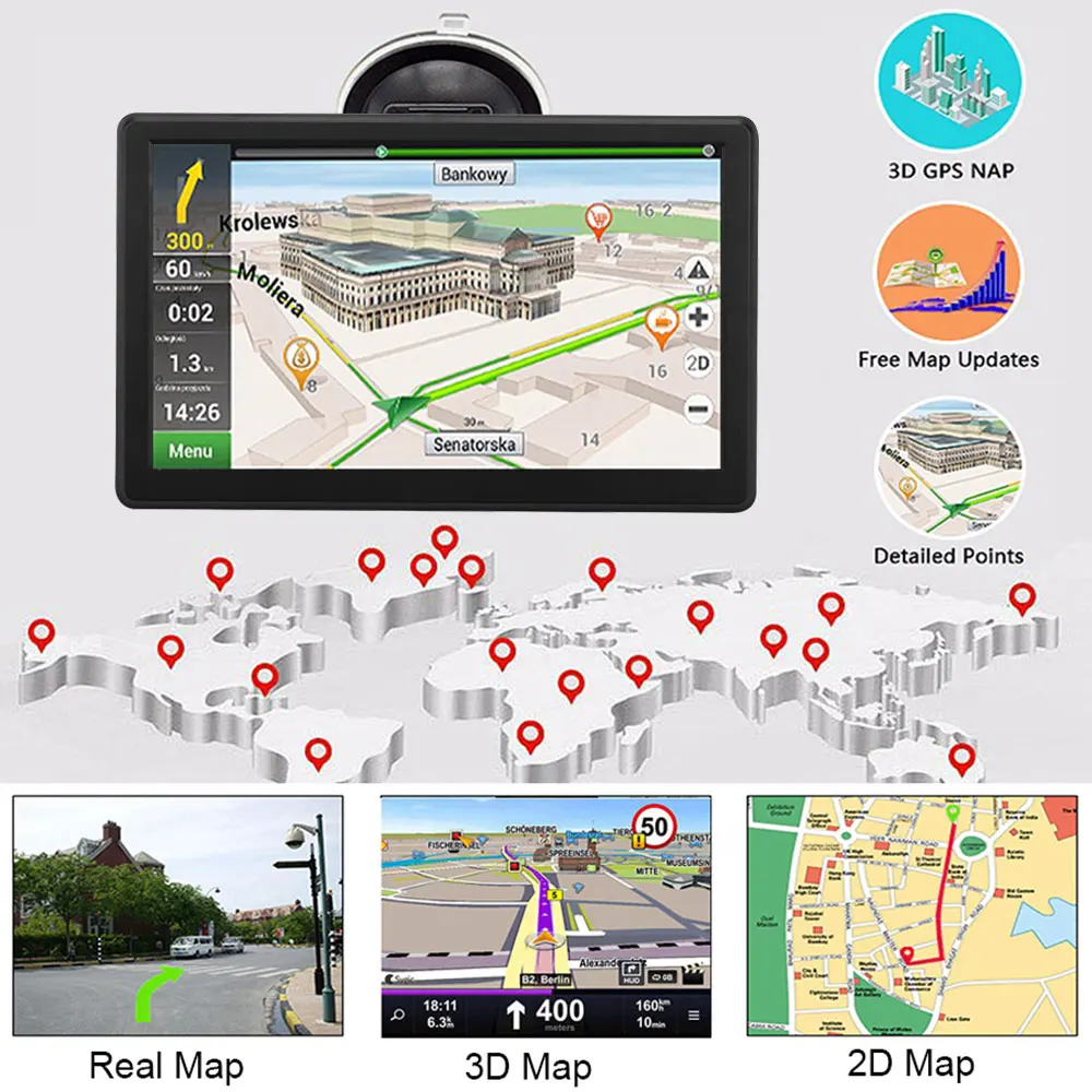 7 дюймов gps навигатор система Навигатор HD gps " Автомобильный gps навигатор Поддержка для национальных языков Голосовая передача 256 МБ+ 8 г ABS