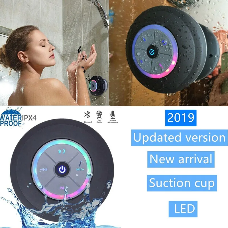 Alta calidad inalámbrico Bluetooth altavoz portátil altavoz para la ducha resistente al agua manos libres para el coche para iPhone, iPod, teléfonos Android MP3
