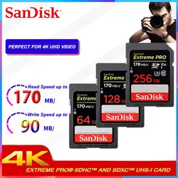 SanDisk Экстрим Pro sd-карта 256 ГБ 128 ГБ U3 128 Гб 64 Гб U3 V30 4K для SLR камеры SDXC SDHC карта 32 Гб до 95 МБ/с./с скорость чтения