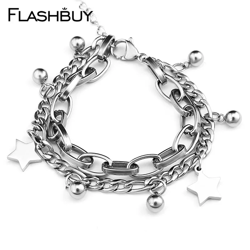 Женский и мужской браслет из нержавеющей стали Flashbuy винтажный металлический