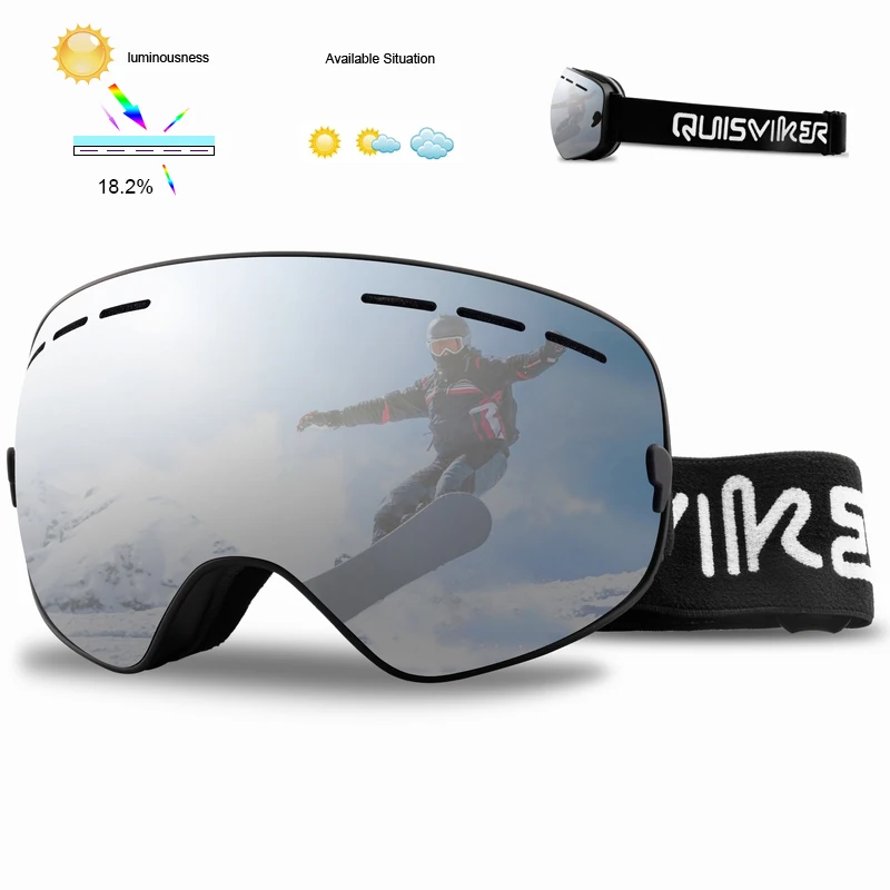 QUISVIKER Brand New Ski Googles Double Layers Anti-fog Skiing Glasses Snow Snowboard Eyewear Outdoor Ski Mask Snowmobile - Цвет: SQ10