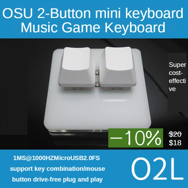 O2l osu mini teclado para jogos, 1000hz, 2 teclas mecânicas programáveis,  testador de eixo da roda