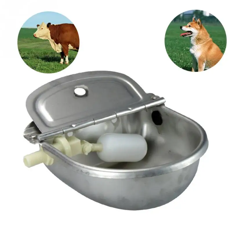 

Farming Pet Sheep Dog Horse Automatic Float Cattle Cow Water Bowl Drink With Drain Hole Goat Trough Supplies Stainless Steel