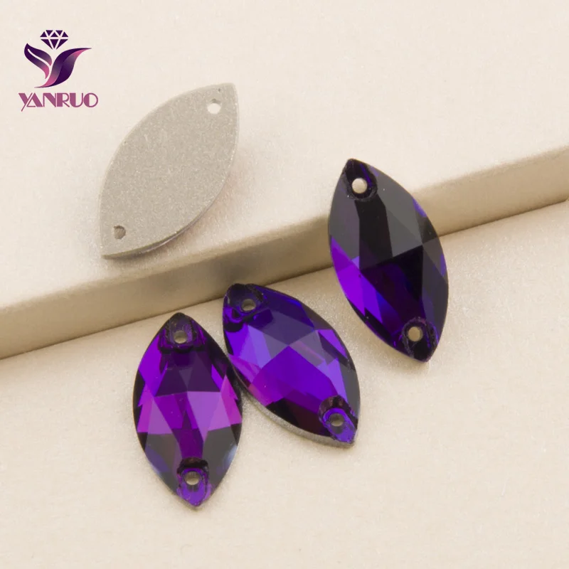 YANRUO 3223 Navette фиолетовый бархат пришивные стразы с плоской спинкой s кристаллы