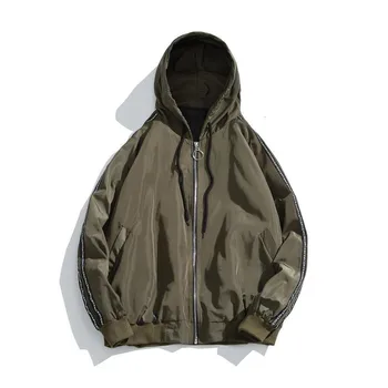 

Autumn Thin Section Loose Motion Trend Printing Even Hat Jacket Male Loose Coat Schoolboy Bat Shirt Gown