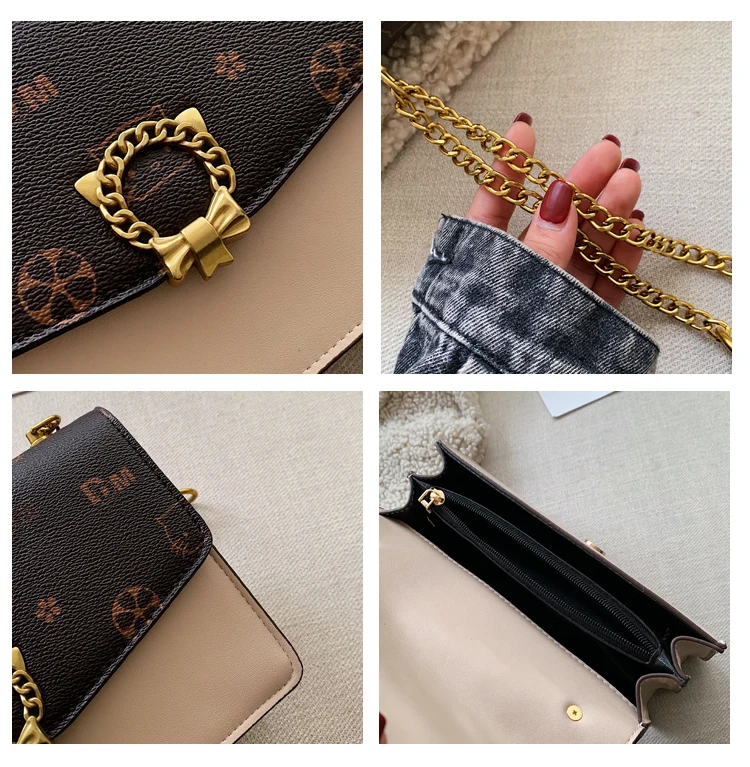 Women designer Messenger Handbag Lock Cover Crossbody Cat Print Bow Shoulder bags Girls chains flap Hasp Clutch bolsos mujer bag