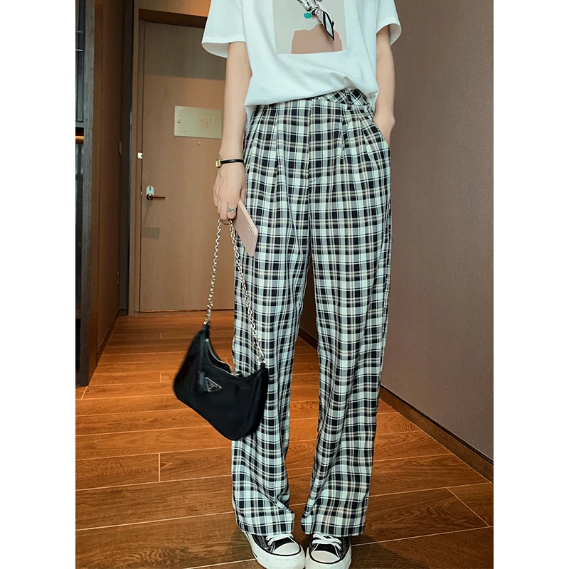 pleated plaid pants