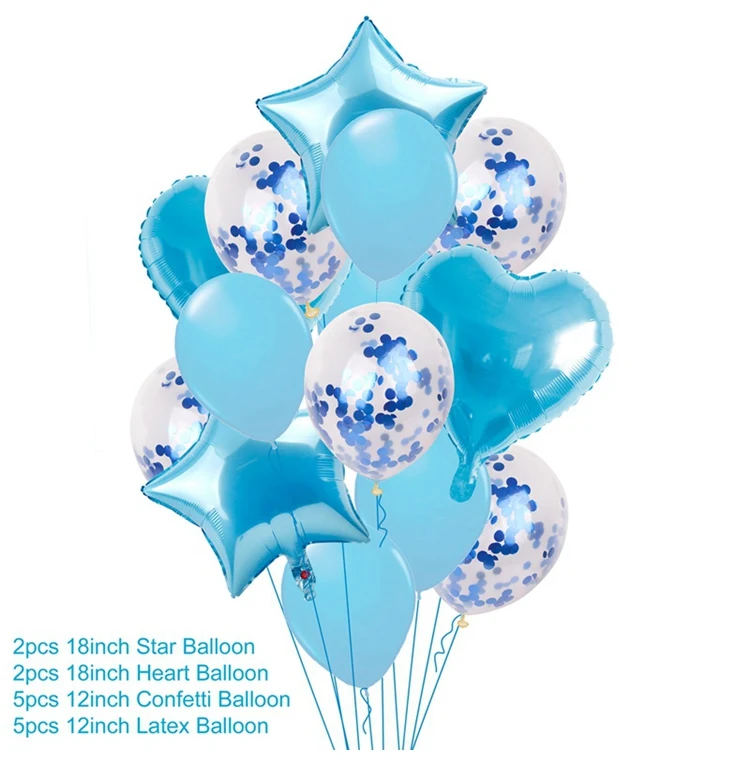 QIFU Свадебные Воздушные шары для свадьбы вечеринки украшения с днем рождения воздушные шары любовь шарики для свадьбы латексные конфетти баллоны аксессуары - Цвет: 14pcs blue set