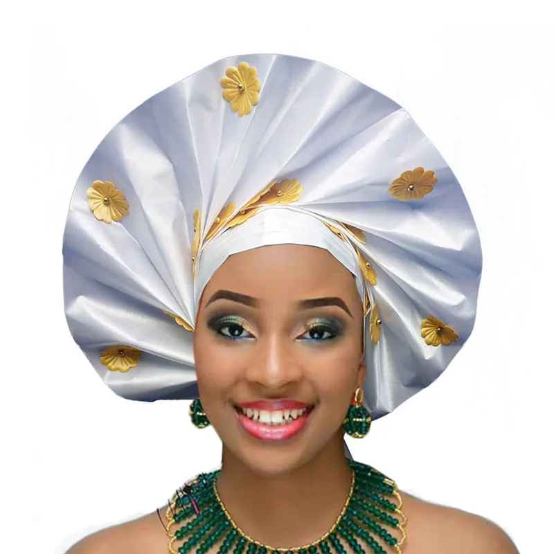 Уже привязанные геле Sego африканские головные уборы для Свадебные И Вечерние - Цвет: white