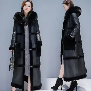 

Long Winter Jacket Women Clothes Warm Thick Fur Coat Female Padded Plus Size Hooded New Fashion Outerwear Solid Color 3XL Q3173