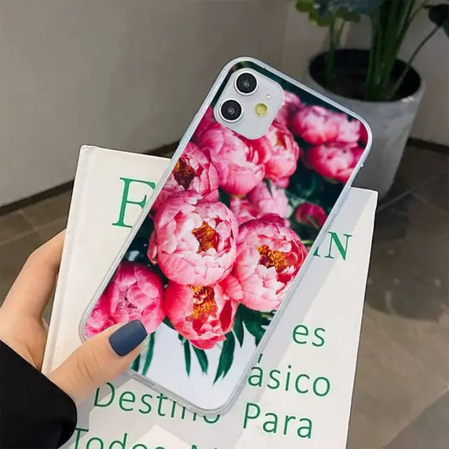 Elegant Pink Purple Peony Flower On the Vase Phone Case for iphone 13 8 7 6 6S Plus X 5S SE 2020 XR 11 12 pro XS MAX a7