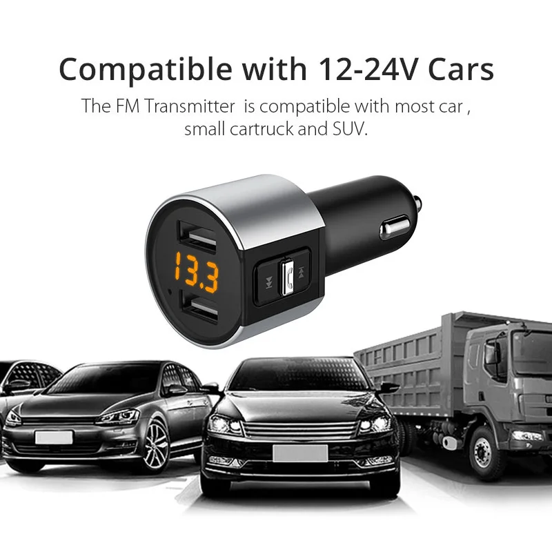 Автомобильный fm-передатчик с Bluetooth модулятор, Автомобильный MP3-плеер, двойной USB светодиодный дисплей, музыкальный аудио USB интерфейс, автомобильное зарядное устройство