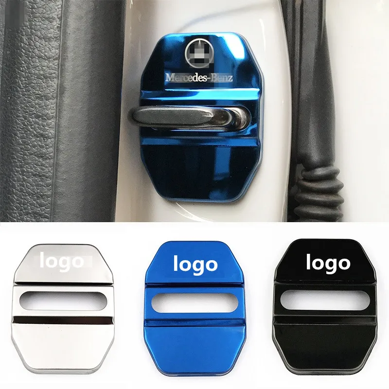 

Stainless Steel Door Lock Buckle Cover Pad Guard Protector Decoration 4pcs For Mercedes Benz A Class W177 2018 A180 A200