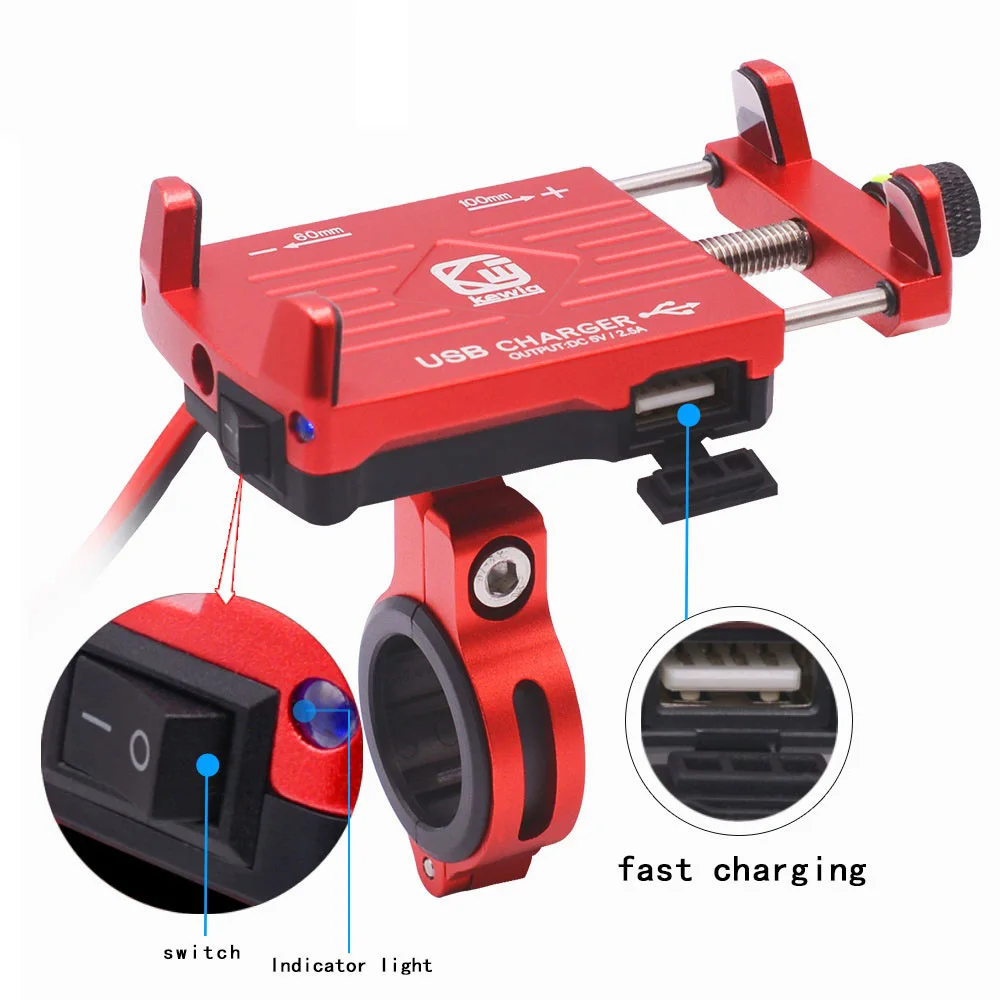 

3.5-7" Motorcycle Phone Holder With USB Charger Mobile Phone Holder for Electric Motorbike Mountain Bike Holder Drop shipping
