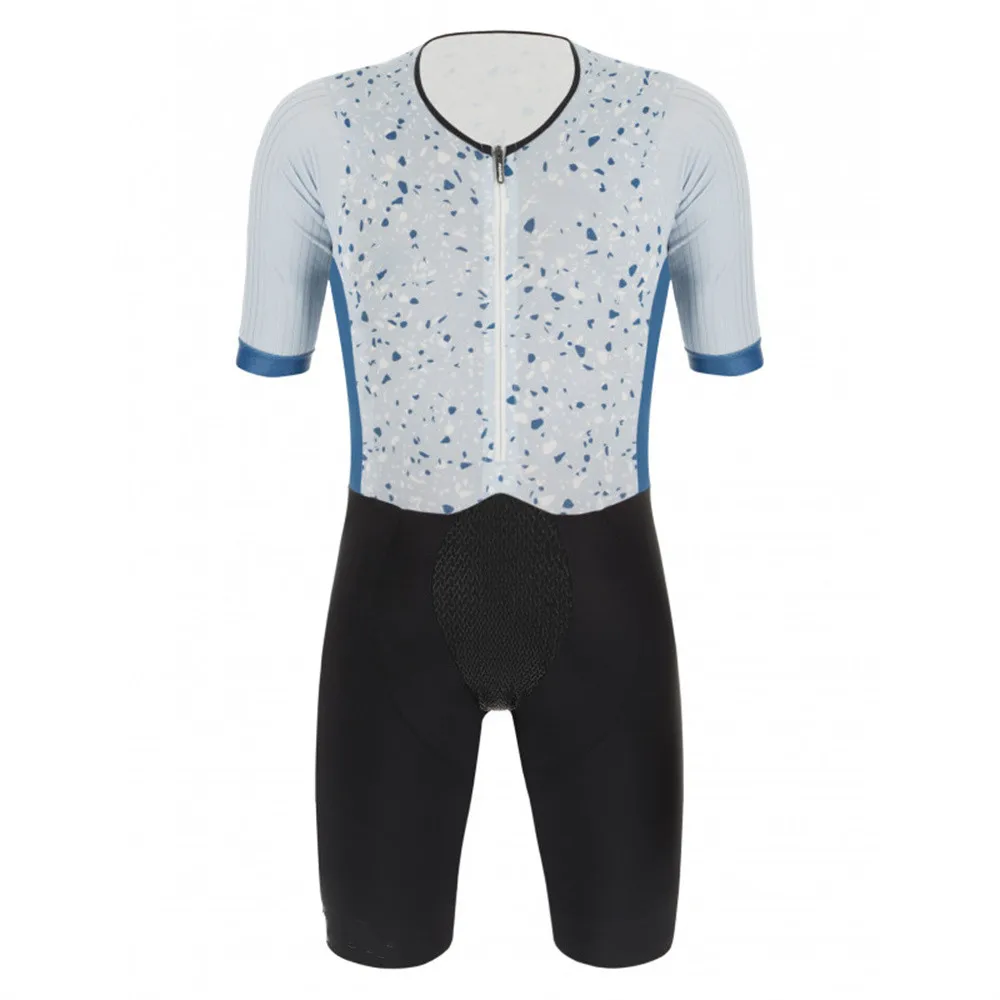 

New Triathlon Printing Cycling Jerseys Suit Professional Anti-UV Short Sleeves Cycling Clothing Bib Shorts With Silicone Pad