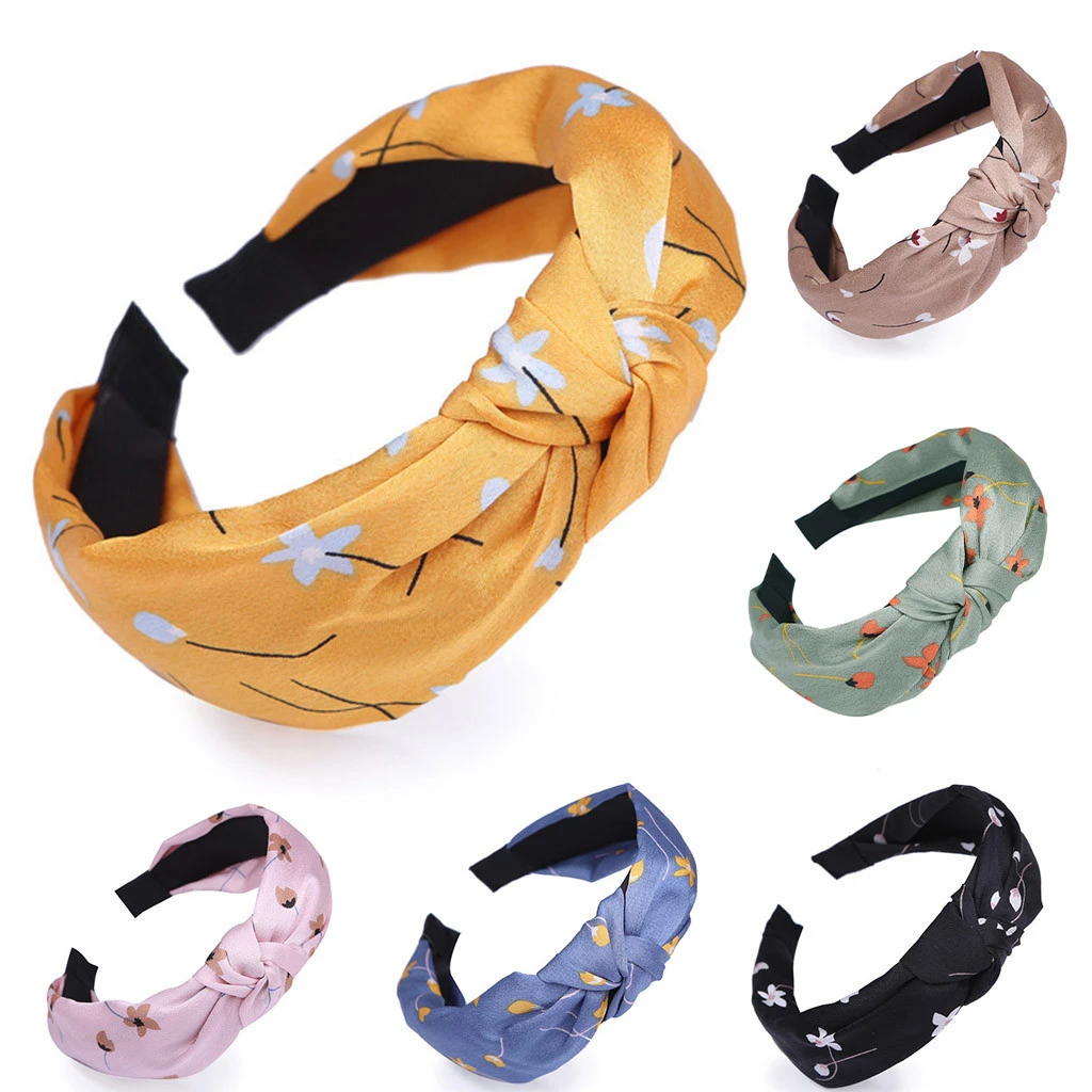 Women Headband Vintage Casual Fabric Hairband Cross Knot Elastic Hair Bands Soft Solid Girls Head Wrap Hair Band Accessories 926
