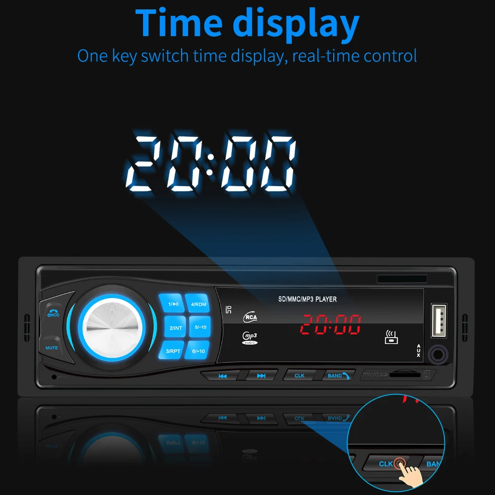 DC 12V автомобильный стерео MP3-плеер 8013 Hands-free автомобильный стерео MP3-плеер в тире головное устройство Bt USB AUX FM радио приемник