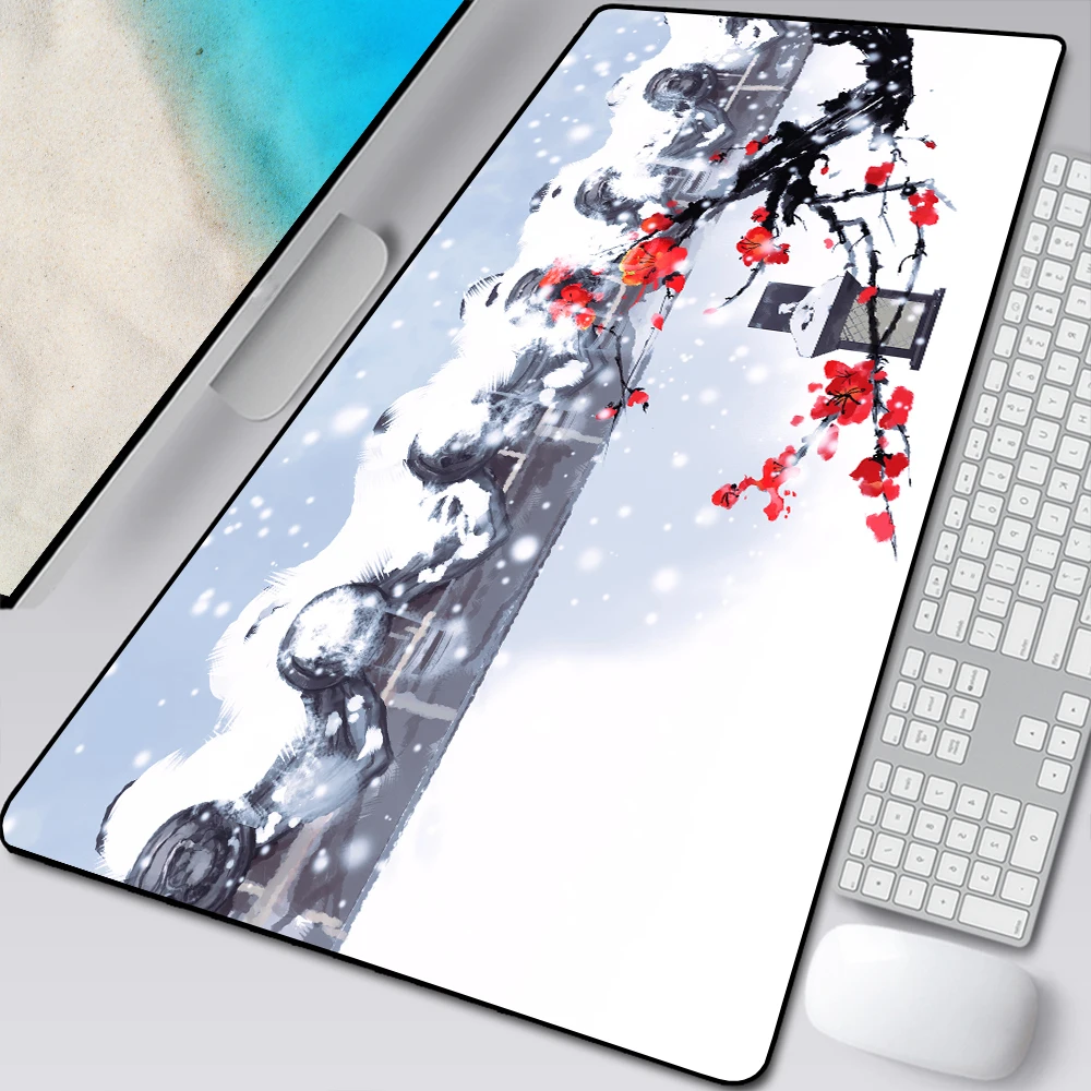 Estilo Chinês Bonito Plum Mouse Pad Mousepad Anime de Grandes Dimensões National Tide Game Desk Pad Teclado de Computador Xxl - Imagem 3