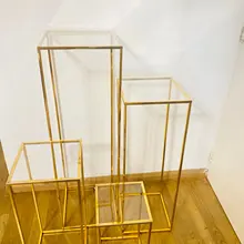 Golden Column Stand Rustproof Decoration Party Wedding Floor Geometric Holder Centerpiece Prop Iron Art Detachable Flower Rack