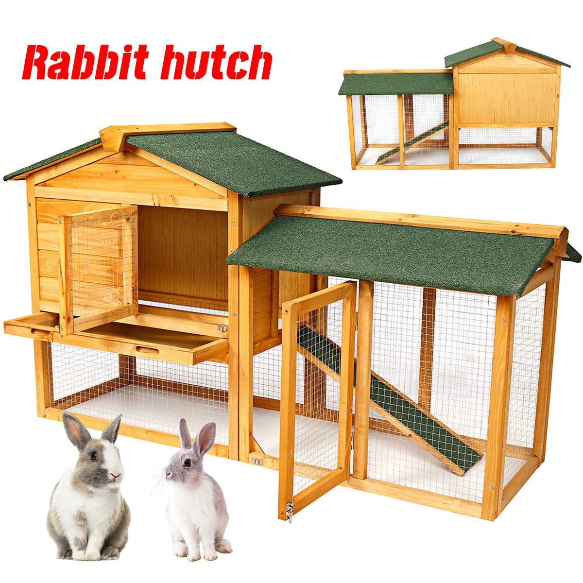 動物をモチーフにした大きな木製のウサギの小屋 鶏小屋 ペット用のケージ 2つのレベル 屋外のシェルター バッグ アクセサリー Aliexpress