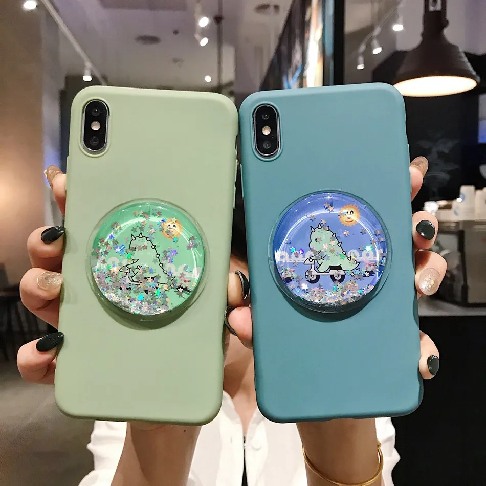 

For Xiaomi Redmi Note 8T 8 7 6 8A 7A K30 K20 Pro Case Cartoon 3D DIY Dinosau Quicksand Cover Cute Bling Bling Frosted Back Coque