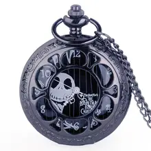 Черный Рождественский череп кварцевые карманные часы ожерелье для мужчин женщин детей рождественские подарки ювелирные изделия TD2053
