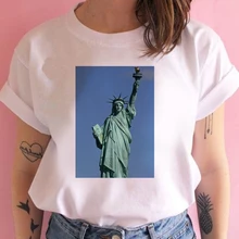 Best Price Fashion Women T Shirt Harajuku  Statue of Liberty Tshirt 90s Painting Ulzzang Casual Tops Tees T-shirt Female Clothes