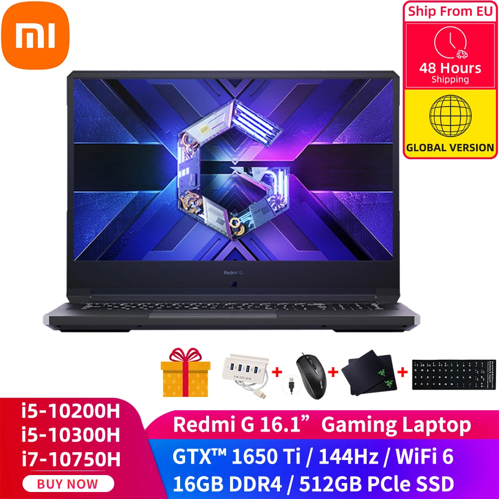 Игровой ноутбук Xiaomi Redmi G 16 1 дюйма i7-10750H/i5-10200H ГБ DDR4 2933 МГц ОЗУ 512 PCI-E × 4 NVMe SSD Wi-Fi 6 Win10 |