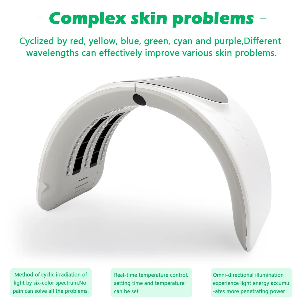Складной 6 цветов PDT светодиодный светильник терапия светодиодный маска лечение акне отбеливание лица Омоложение кожи светодиодный терапевтический прибор