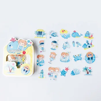 

40 pcs /Pack Cute Summer Cool Play on the Beach Paper Sticker Adhesive Craft Diary Notebook Phone DIY Decor