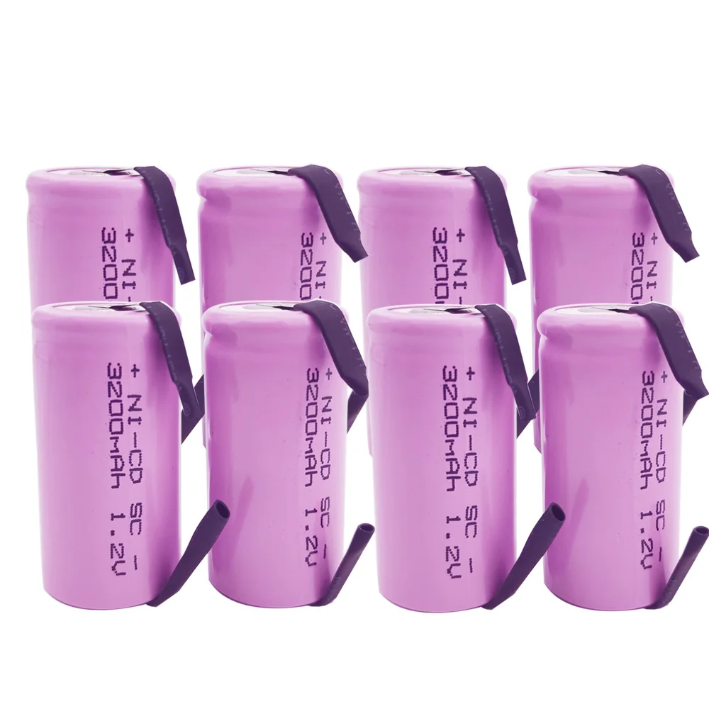 SC Subc Nicd Batteries 1.2v 3200mAh Pile Rechargeable Sub C Cell Welding Tabs Electric Drill Screwdriver power tool battery