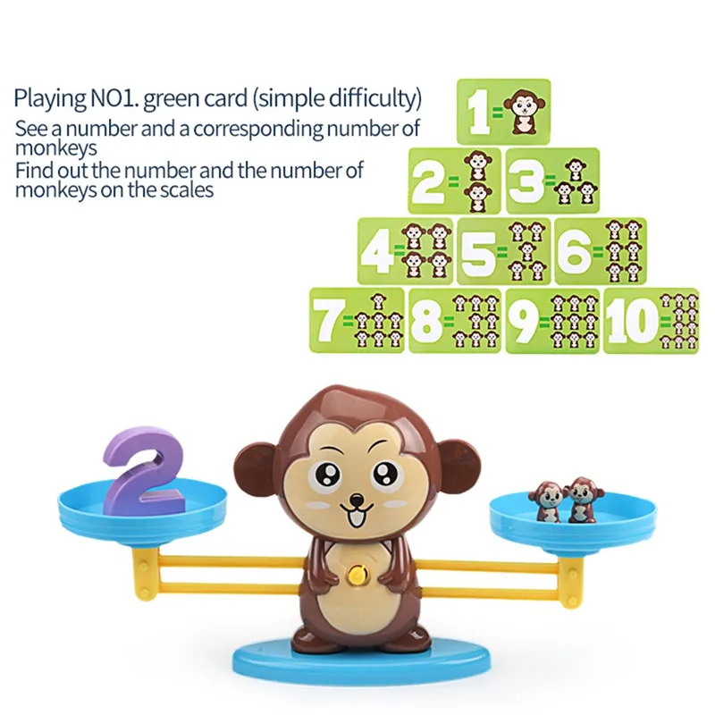 Math Toys Montessori Math Balancing Scale Number Board Game Educational Toy Monkey Animal Figure Baby Preschool Toy (7)