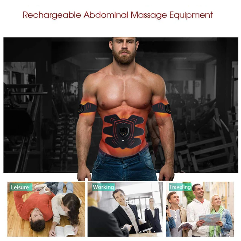 Wireless Muscle Stimulation Stimulator Abdominal Muscle Trainer Exerciser Vibration EMS Massage Slimming Machine Training Device