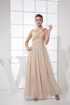 

vestido de noiva one shoulder flowers 2018 long robe de mariee formal prom gowns custom chiffon sexy women Bridesmaid Dresses