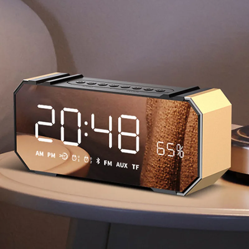 

Alarm Colck 10W Bluetooth Wireless Speaker FM Radio LCD Mirror Display Desktop Colck AS99