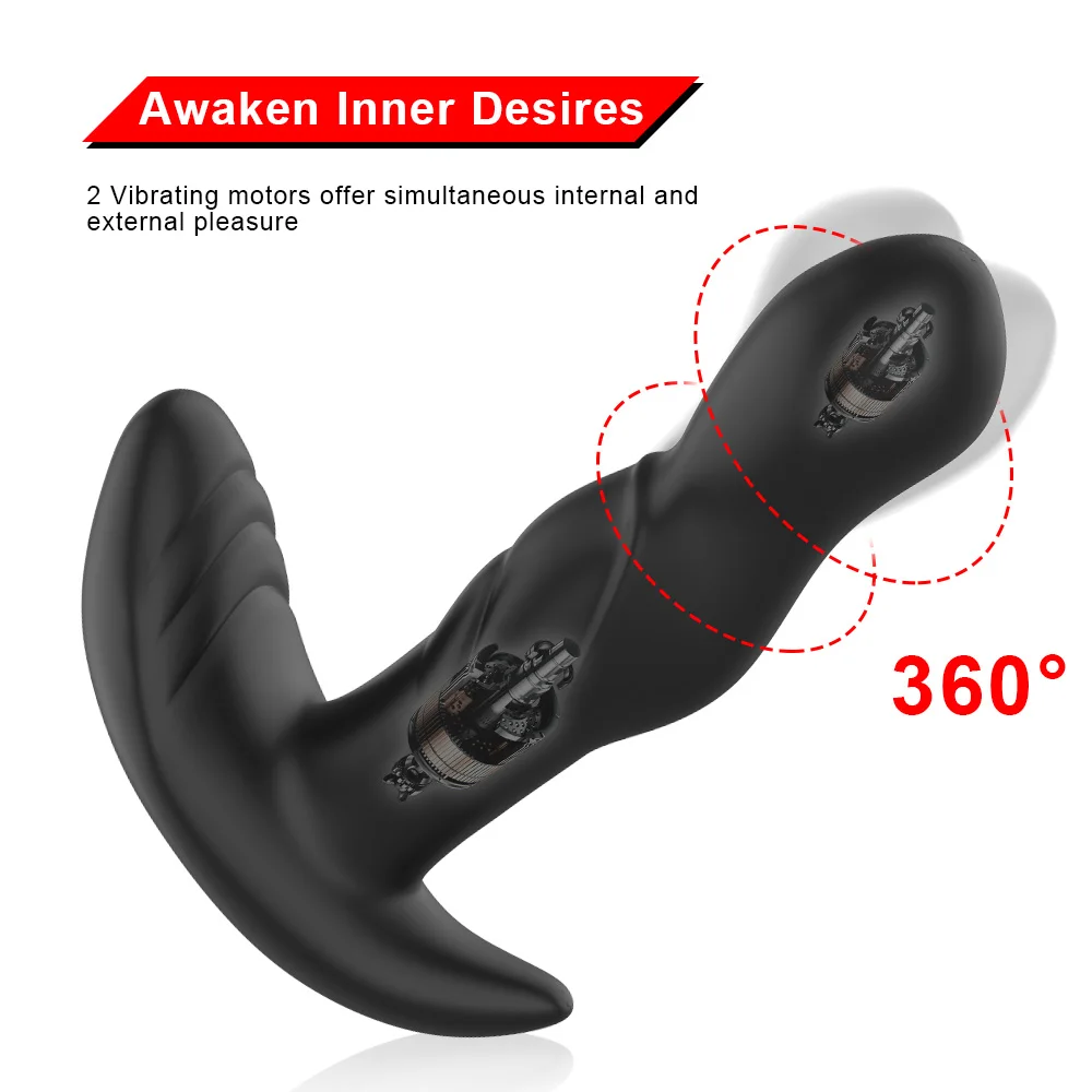 Massaggiatore vibrante prostata butt plug plug anale vibratore rotazione a 360 gradi stimolazione del punto G giocattolo del sesso Fo_voghion.com