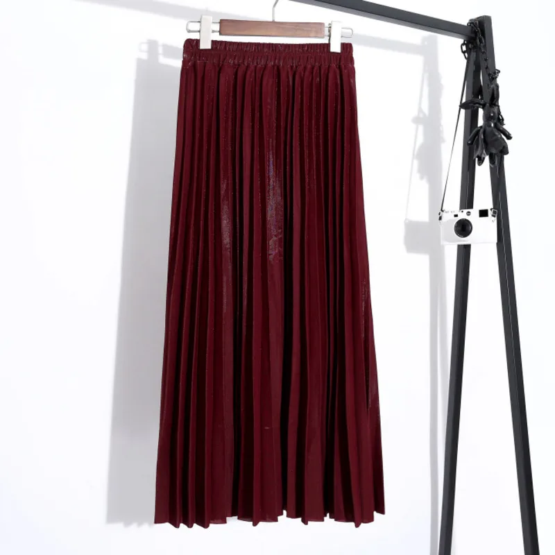 [LANMREM] Весенняя новая продукция модная однотонная плиссированная юбка в стиле ретро с эластичной резинкой на талии для женщин PA784