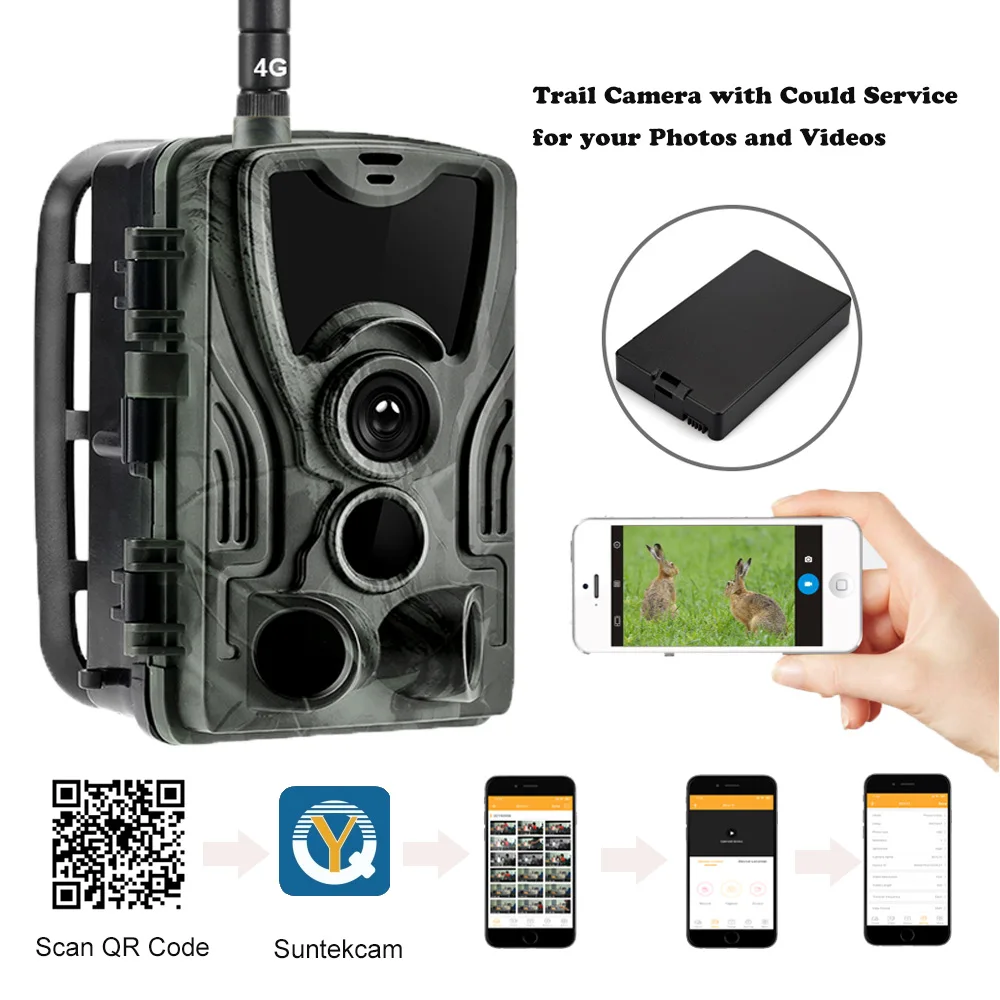 4K Live Show APP Clould Service Hunting Trail Camera HC801PROLI Stream Media 5000Mah Recharger Battery 4G 30MP Night Vision 1